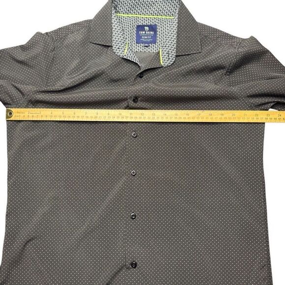 Tom Baine Slim Fit Mens XL Button Down Shirt Charcoal Diamond Pattern - Picture 8 of 9